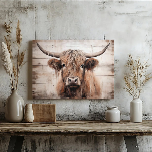 Rustic Highland Cow printable wall art digital download