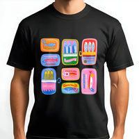 Tinned Fish T-Shirt | Portuguese Sardine Can Art | Premium Cotton-Blend | Unique Preppy Foodie Gift