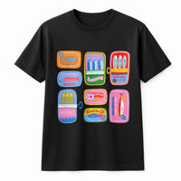 Tinned Fish T-Shirt | Portuguese Sardine Can Art | Premium Cotton-Blend | Unique Preppy Foodie Gift
