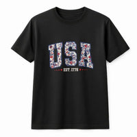 Girly USA T-Shirt | Floral Patriotic Est 1776 Sweatshirt | Cozy Cotton Blend | 4th of July Gift for Women