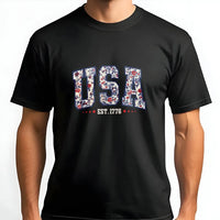 Girly USA T-Shirt | Floral Patriotic Est 1776 Sweatshirt | Cozy Cotton Blend | 4th of July Gift for Women